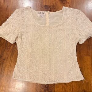 Laurence Kazar Cream Embroidered Blouse